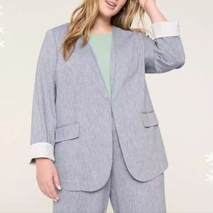 Lane Bryant Twill Linen Collarless Blazer